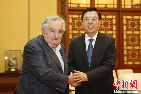 张德江会见乌拉圭总统穆希卡