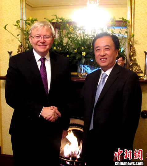中国驻澳大使陈育明拜会澳总理陆克文