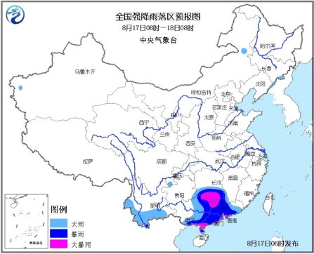 气象台发布暴雨蓝色预警辽宁四川局地暴雨(图)