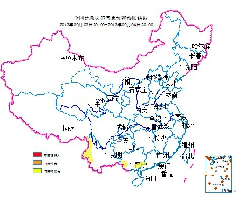国土部发布云南广西广东部分地区地质灾害黄色预警