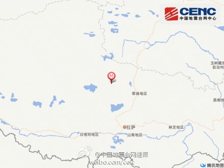 西藏自治区班戈县发生4.3级地震 震源深度6千米