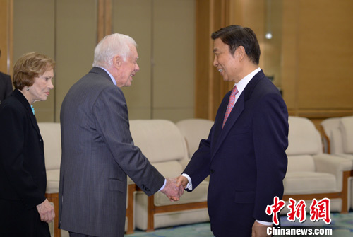 纪念中美建交35周年招待会举行李源潮出席并会见卡特