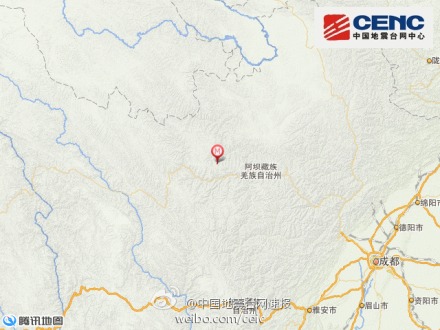 四川马尔康县发生3.0级地震震源深度10千米(图)