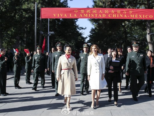 彭丽媛邀请墨西哥总统夫人参观解放军艺术学院