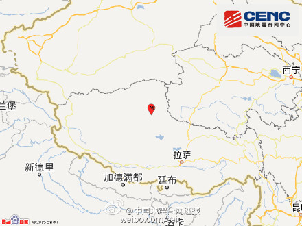 西藏双湖县发生3.8级地震震源深度7千米