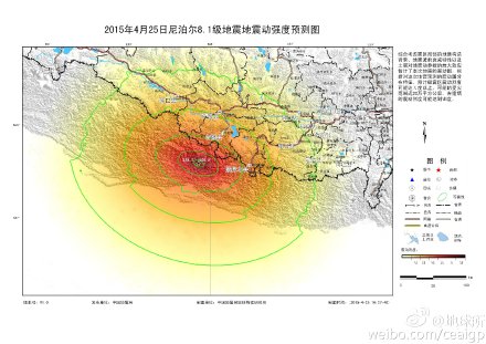 机构预测尼泊尔地震受灾范围近20万平方公里(图)