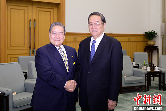 俞正声会见日本自民党亚非问题研究会代表团