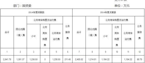国资委去年三公支出约2465万因公出国(境)占半