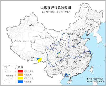 山洪预警:西藏四川局地发生山洪灾害可能性较大