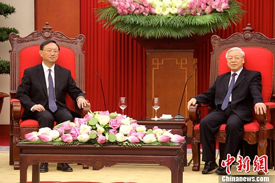 杨洁篪会见越共总书记阮富仲和越南国家主席陈大光