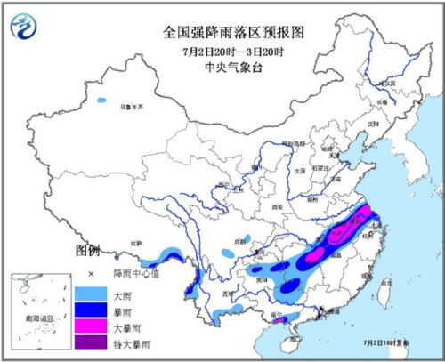 气象台:6月30日以来湖北安徽局地降水已超400毫米