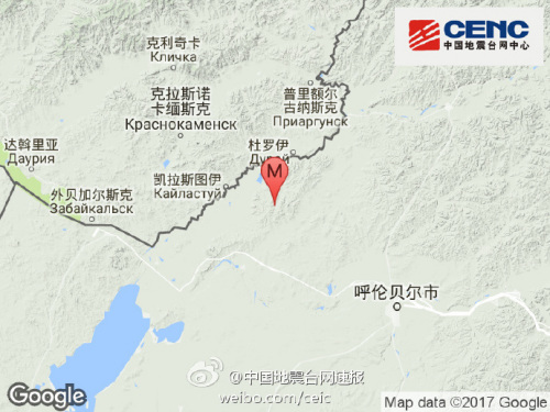 内蒙古陈巴尔虎旗发生3.2级地震震源深度20千米