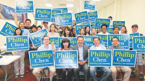 陈立德为参选加州众议员造势四中国留学生做义工