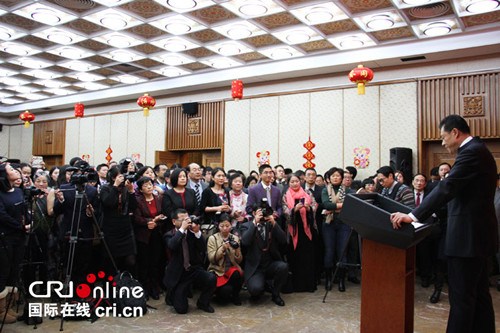 中国驻英使馆举行2015年华侨华人新春招待会(图)