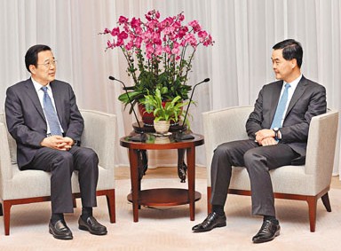 梁振英晤孙志刚就医疗卫生事宜交换意见(图)