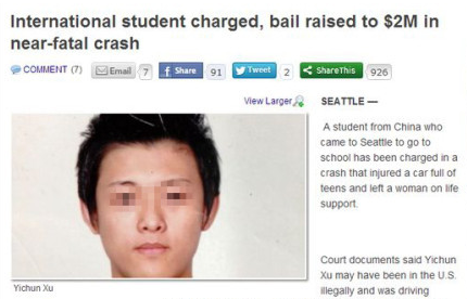 在美中国留学生飙车致1死3伤被控罪判入狱1年半