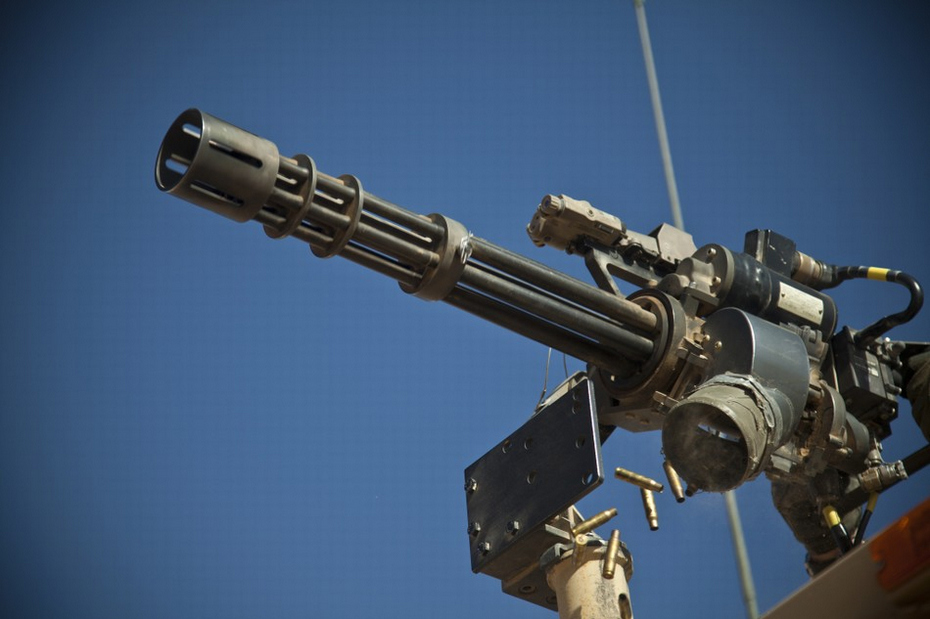 火力猛美军车载多管机枪实弹射击