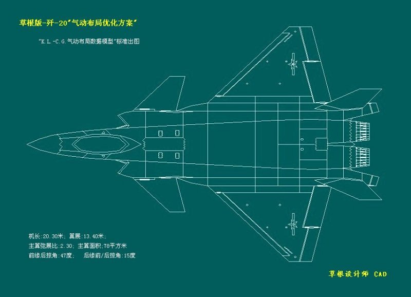 网友制出前掠翼版歼20与原型机对比线图
