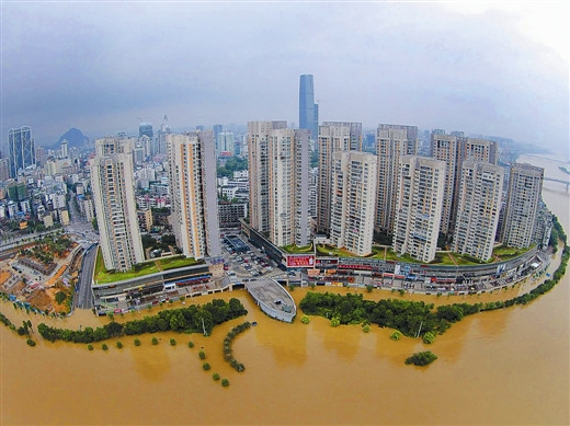 广西10市36县现洪涝灾害金沙角如洪水围城(图)