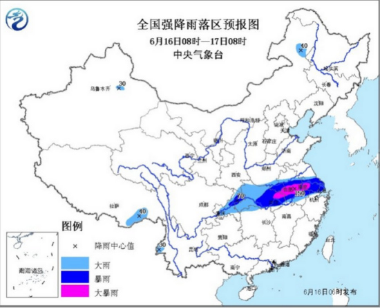 气象台发布暴雨蓝色预警湖北安徽江苏有大暴雨