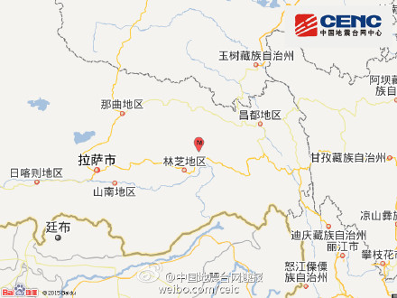 据中国地震台网正式测定:8月6日20时34分在西藏自治区林芝地区波密县