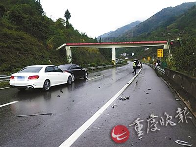 3辆豪车高速避让流浪狗发生连环车祸损失十多万