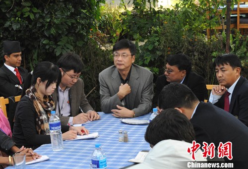 中新社社长刘北宪接受尼泊尔媒体采访（图）