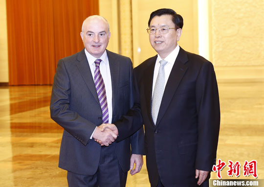 张德江与爱尔兰众议长巴雷特、参议长伯克举行会谈(2)