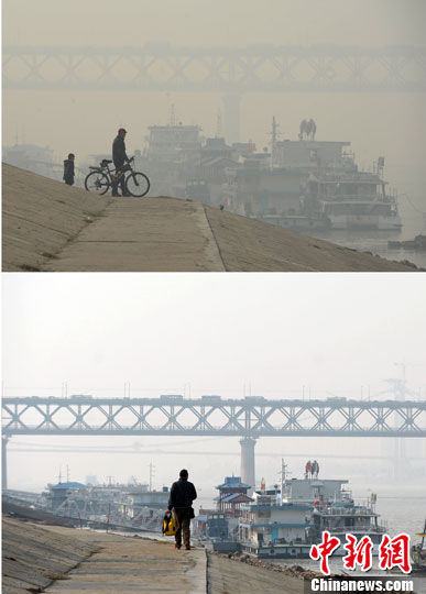 图冷空气南下武汉雾霾减轻