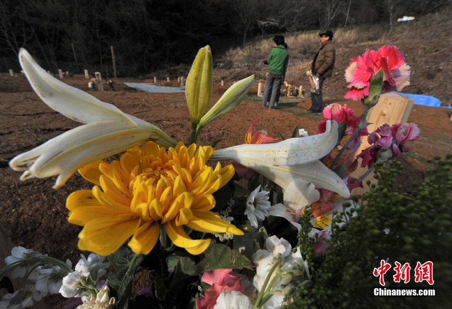 日本体育场临时安魂曲——幸存者为遇难母亲献花 