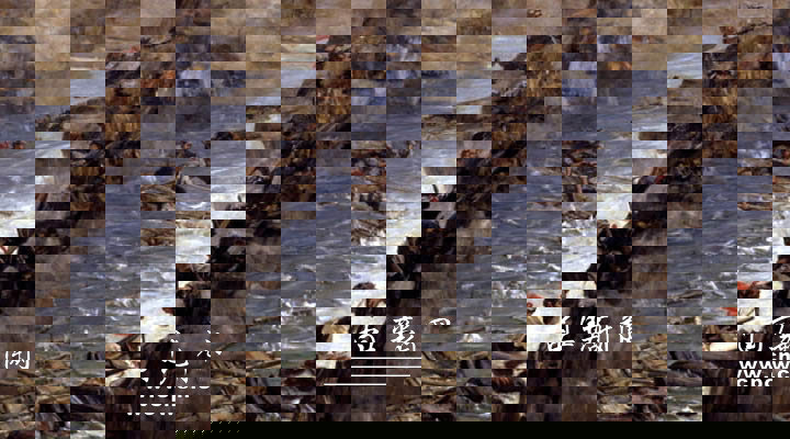 图为反映红军在长征途中强渡乌江的油画《强渡乌江》;作者:魏传义.