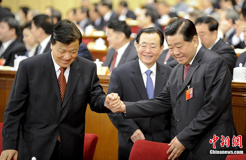 贾庆林、刘云山携手出席政协全体会议