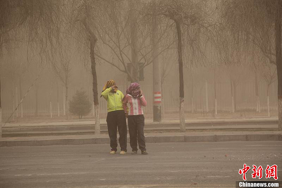 新疆多地遭遇大风浮尘天气