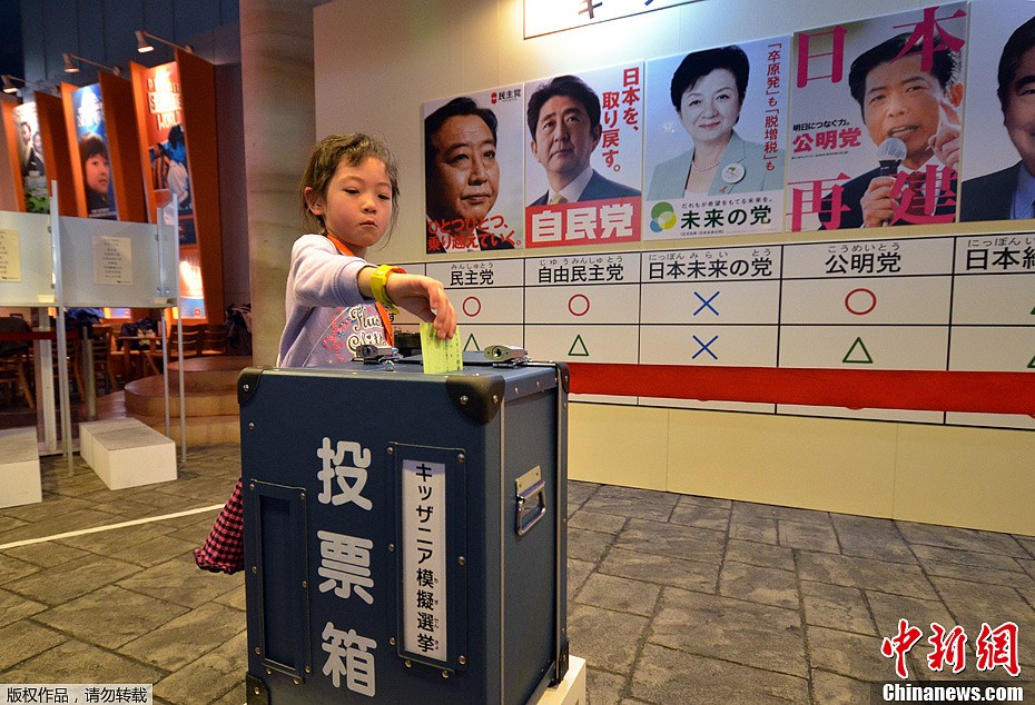 日本众议院选举在即小孩子模拟投票