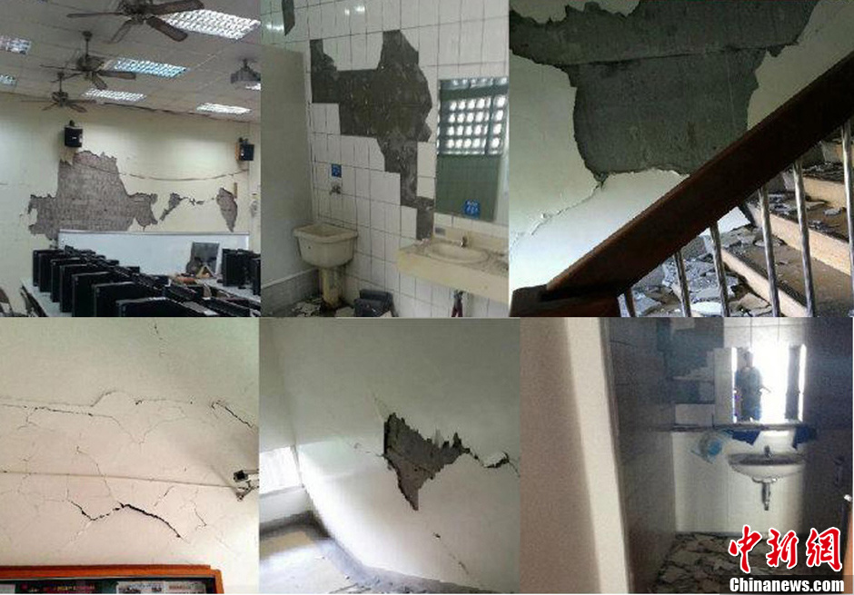 台湾南投发生6级以上地震 当地大学墙体多处破损
