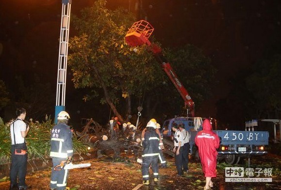 “苏力”造成台湾多处路树倒塌已致1死21伤(图)