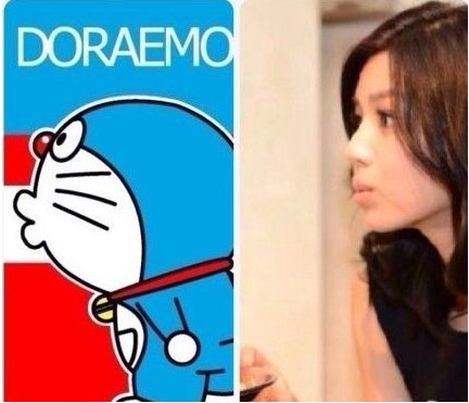 网传陈妍希和哆啦A梦侧脸比对图肉脸很相似(图)