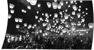 图:台湾平溪天灯点亮