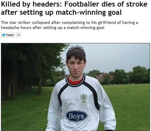 27岁英格兰球员头球致死最爱利物浦每周踢4次球