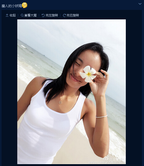 王蔷晒沙滩美照 头戴白花笑颜满面如写真(图)(2)-中新网