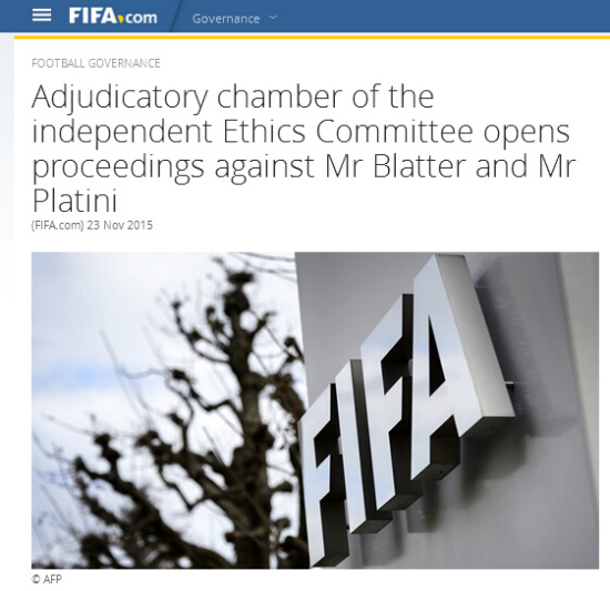 FIFA正式起诉布拉特和普拉蒂尼或面临严重惩罚