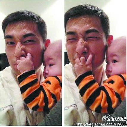 赵文卓被爱子挖鼻抠嘴疼得哇哇大叫喊疼(图)