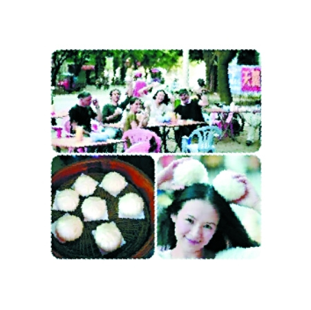 章子怡吃街边摊汗流浃背拿包子扮米奇老鼠(图)