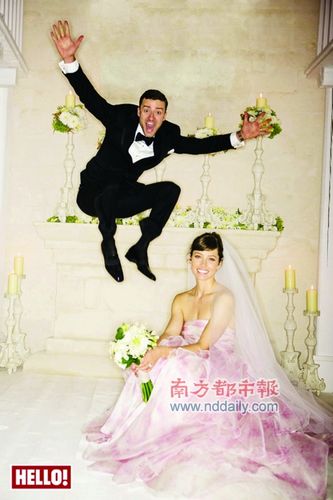贾斯汀搞怪结婚照曝光悬空漂浮神态略二(图)