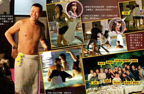 曝曾志伟郑伊健参加泳池派对男女嬉水混战(图)