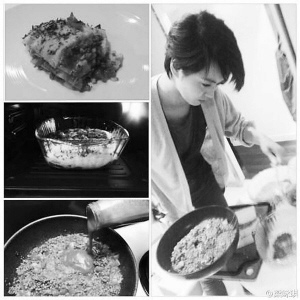 梁咏琪乐当家庭煮妇煮素肉千层面喂老公(图)