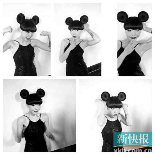 吴莫愁再秀新造型梳两个圆发髻扮米老鼠(图)