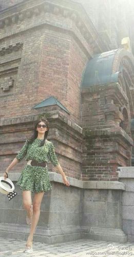 林志玲赴哈尔滨游玩穿碎花裙大秀美腿(图)