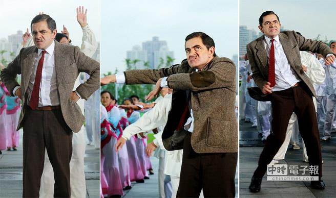 “憨豆先生”上海与老年人大跳“广场舞”(图)