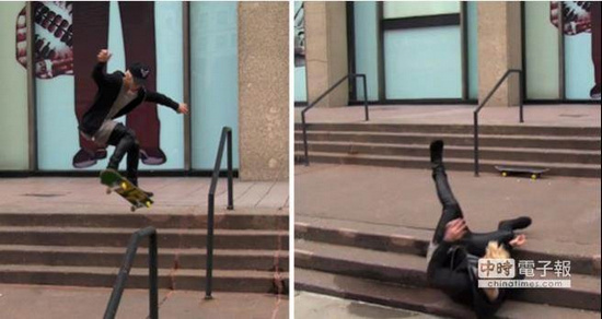 贾斯汀·比伯街头玩滑板耍帅搞砸后滚落楼梯(图)